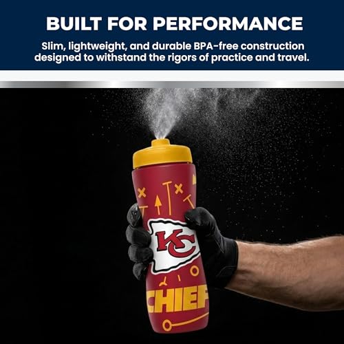 Party Animal NFL Football Squeeze Bottle, 32 oz BPA-Free Sports Water Bottle with Quick Flow for Kids & Adults, San Francisco 49ers - color: San Francisco 49ers