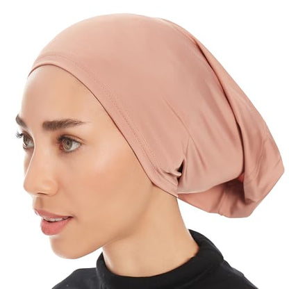 Hijab Caps Underscarf for Women – Black Hijab Cap Underscarf Turban Dreadlocks Tube – Muslim Accessories Headscarf - color: Cocoa