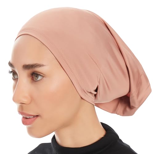 Hijab Caps Underscarf for Women – Black Hijab Cap Underscarf Turban Dreadlocks Tube – Muslim Accessories Headscarf - color: Cocoa
