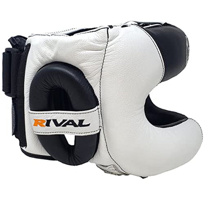 RIVAL Boxing RHGFS3 Face-Saver Sparring Headgear - Wide Eye Opening, Premium Leather, and Thermoplastic Inner Frame - color: White, size: Small-Medium