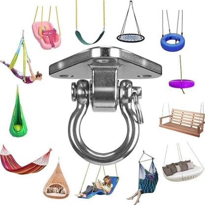 Stainless Steel Heavy Duty Swing Hanger with Smooth Swing Bearings 180° Ceiling Mount 1500 LB Capacity Swing Hardware for Swing Seat, Yoga, Heavy Bag, Porch Swing, Hanging Chair - size: 3 Holes-180°
