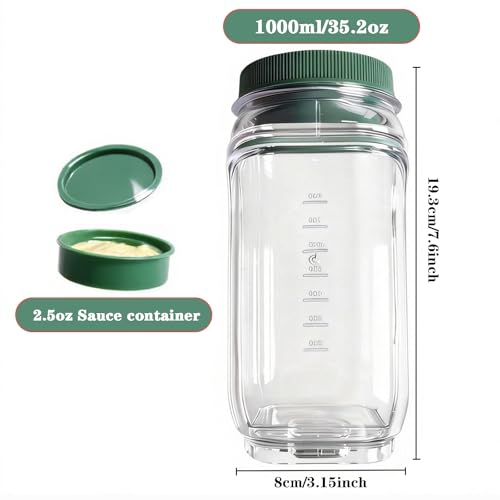 Salad Jar with Side Opening - Leakproof Salad Container & Pod, Mason Jar with Dressing Cup, Portable Lunch Container for Meal Prep, Dishwasher & Freezer Safe, for Office, Gym (Light Yellow) - color: Light Yellow