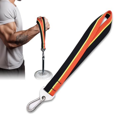 Double-Sewn Thick Arm Wrestling Training Strap with Stainless Steel Triangular Buckle – Durable Arm Wrestling Belt for Free Weights and Cable Machine Training - color: Orange