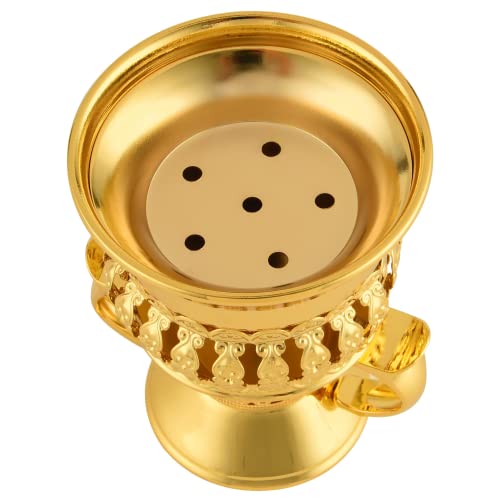 Bakhoor Burner Set Tray, Frankincense Resin Burner, Charcoal insencents Burner, Metal Incense Censer for Yoga Spa Meditation, with Cone Incense Holder and Tongs(Glod) - color: Glod-01