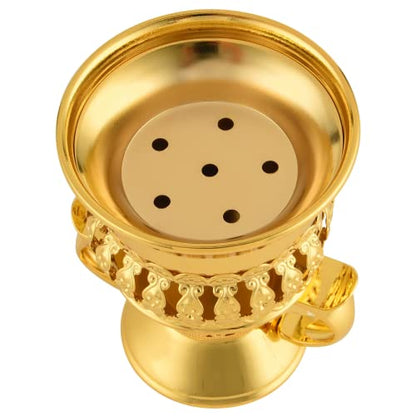 Bakhoor Burner Set Tray, Frankincense Resin Burner, Charcoal insencents Burner, Metal Incense Censer for Yoga Spa Meditation, with Cone Incense Holder and Tongs(Glod) - color: Glod-01
