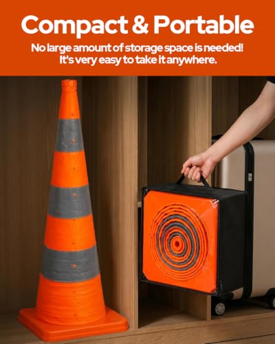 2 Pack 36 Inch Collapsible Traffic Safety Cones, Orange Pop Up Cones with Reflective Collar, Multi Purpose Road Cones for Road Safety, Parking Lot, Driving and Sport Training - size: 36 Inch