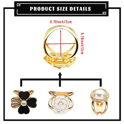 3pcs Fashion Scarf Ring Clip 3 Rings Silk Scarves Clip For Women Shawl Clip Buckle Gold Smooth Scarf Brooches Buckle - color: Scarf clip A-3PCS
