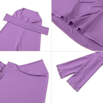 AIBEARTY Women Fashion Instant Muslim Turban Hijab with Snap Fastener Breathable Headscarf Bonnet Cap Turban Hat Shawl - color: Modal Purple-3 Buttons