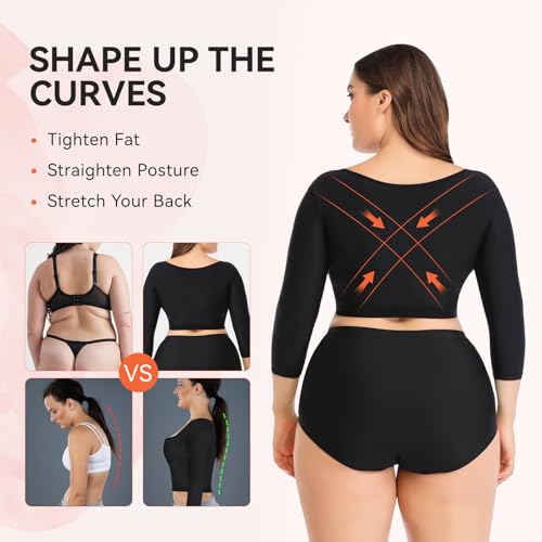 woahee Women's Arm Shaper Plus Size Arm Faja Compression Sleeve Garment Post Surgical Arm Shapewear - color: Multicolor, size: XX-Large