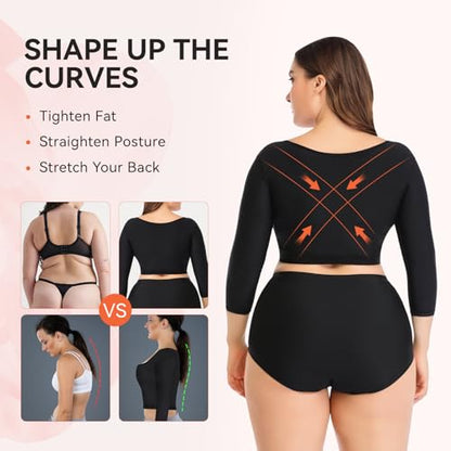 woahee Women's Arm Shaper Plus Size Arm Faja Compression Sleeve Garment Post Surgical Arm Shapewear - color: Multicolor, size: 3X-Large