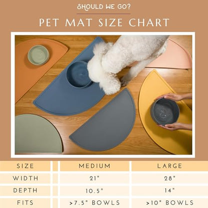 Should We Go? Waterproof Silicone Dog Food Mat – Large Size Non-Slip Pet Bowl Mat, Raised Edge Design, Easy-to-Clean Pet Food Placemat for Dog & Cat Bowls, 28" Across x 14" Deep - Charcoal - color: Charcoal, size: Large