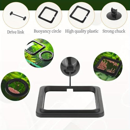 2PCS Fish Aquarium Feeding Ring Aquarium Feeding Ring Fish Tank Station Floating Food Tray Feeder Square Circle Accessories Foods Feeder with Suction Cup（Black）