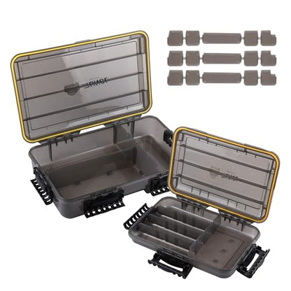 RUNCL Fishing Tackle Box, Waterproof Tray for Jigs Lures, Thicker Floating Tackle Utility Box with Adjustable Dividers, 3600/3700/Large 3700 Size - color: 3600+Deep 3700