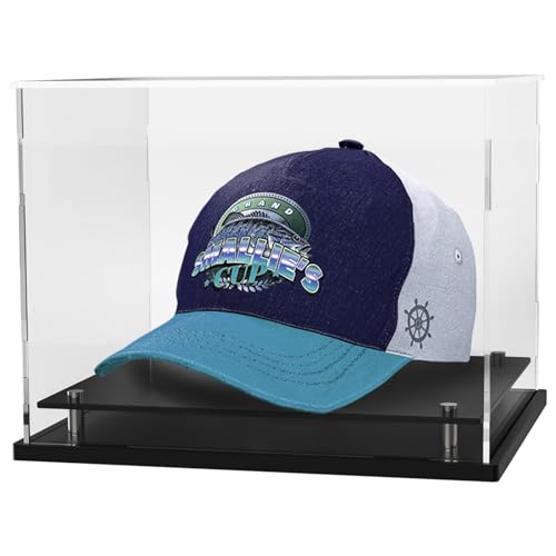 Clear hat Display case for Baseball,Acrylic Cap Holder Stand for Baseball, Football or Snapback Caps,Mini Helmet.Baseball Cap Display case with Metal feet Base(mountable) - size: Hat Display Case