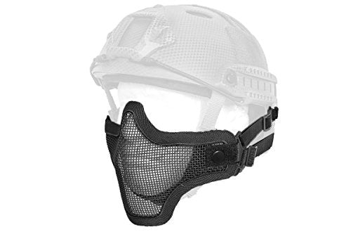 DLP Tactical Quick Release Mesh Steel Face Mask for ARC Rail Equipped Fast/ACH/MICH Combat Helmet - color: Black