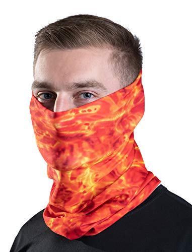 Aqua Design Fishing Hunting Masks Neck Gaiter: Men and Youth UPF 50+ Sun Mask Protection: Camo Face Cover Balaclava Bandana - color: Liquid Lava, size: X-Small