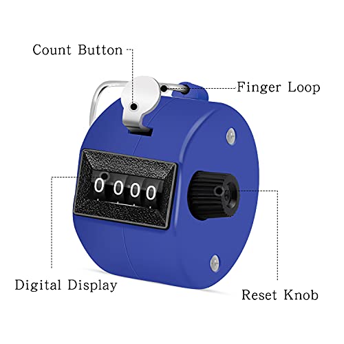 Eliamo 12 Pcs Hand Tally Counter 4-Digit Lap Counter Clicker, Manual Mechanical Handheld Pitch Click Counter with Finger Ring for School Golf & Knitting Row Croche - color: Navy Blue
