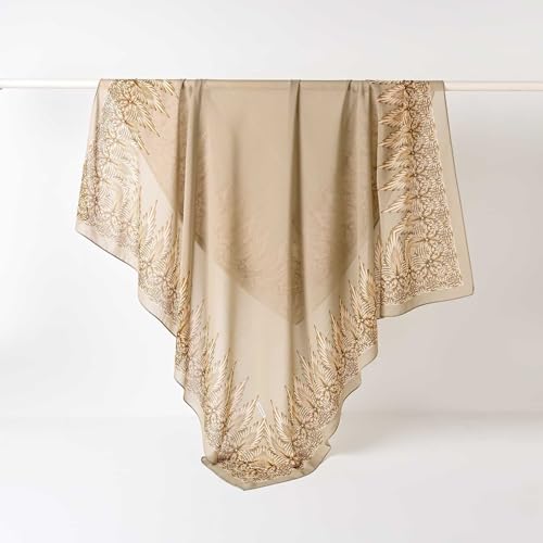K-Elewon Large Square Scarf 51" Headscarf Chiffon Fashion Scarves Turbans Hair Wrapping Scarfs - color: B-beigi Grey