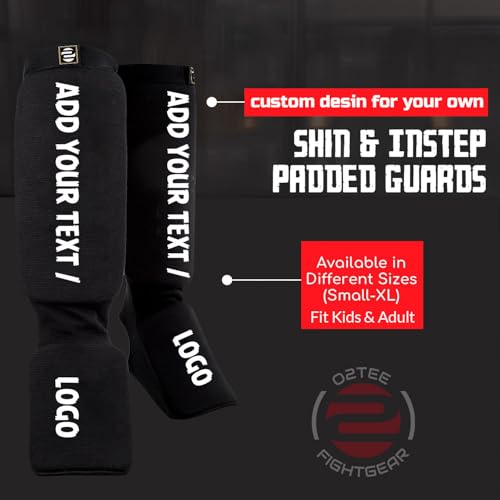 O2TEE Custom MMA Shin Pads Make Your Own Protective Shin Guards for Muay Thai Kickboxing Sparring and Training, for Adults, Kids, and Youth - color: green