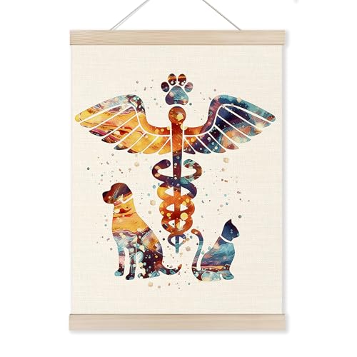 HUGANE Dog Cat Veterinarian Medical Wall Art Poster Hanger Frame, Vet Tech Gifts Canvas Pictures Prints Framed Hanging Wall Decor for Veterinarian Medical Office Clinic, 12x16 Inch - color: Color-17