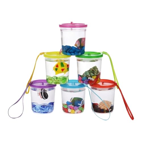 ljhnba Portable Small Pet Container - Clear Plastic Travel Tank for Betta Fish, Jellyfish, Turtles, Spiders, Lizards with Removable Lid, Easy Clean Habitat or Carrier
