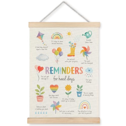 WUCHJ Boho Mental Health Daily Reminders Wall Art Poster 12x16 in - color: Boho Mental Health Daily Reminders