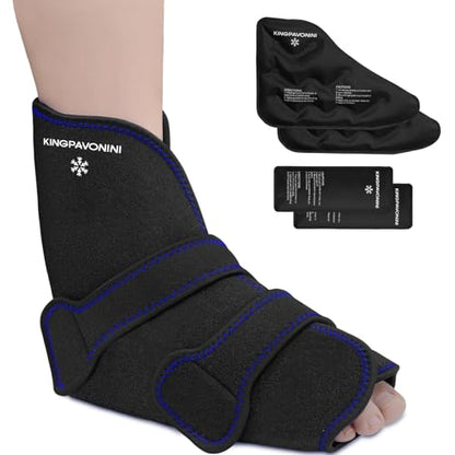 Ankle Foot Ice Pack Wrap, XL, Black, 1 Wrap + 4 Gel Packs | 30-Min Long-Lasting & Leakproof, Full Coverage for Feet Pain Relief, Hot & Cold Therapy, Insertable Ice Packs, Easy-to-Wear - size: XL, style: Black (1 Wrap+4 Gel Packs)