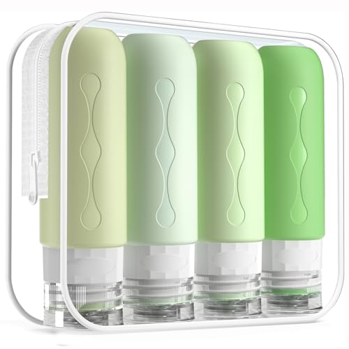 Gemice Travel Bottles for Toiletries, Tsa Approved, Travel Size Containers, BPA Free Leak Proof Tubs Refillable Liquid Accessories for Cometic Shampoo and Lotion Soap - color: Water Green, size: 3 Ounces