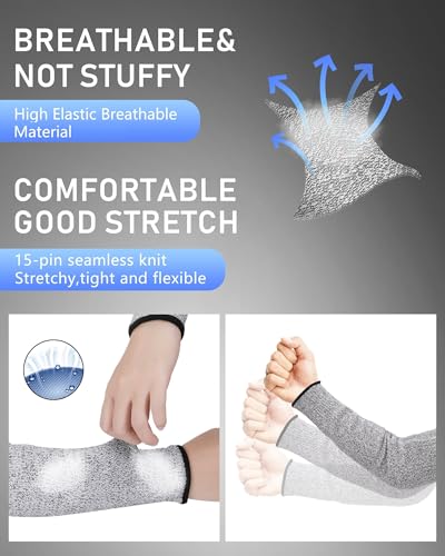 Geyoga 2 Pairs Arm Sleeves Guards Skin Protectors.X-Large;Hppe;Black, Gray - color: Black, Gray, size: X-Large, style: Hppe