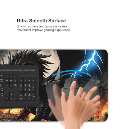 XXL Gaming Mouse Pad 35.4x15.7 Inch, Large Extended Desk Mat | Mousepad with Dragon Design, Non-Slip Rubber Base, Water-Resistant Surface and Stitched Edges for Gaming, Office & Home - color: Dragon