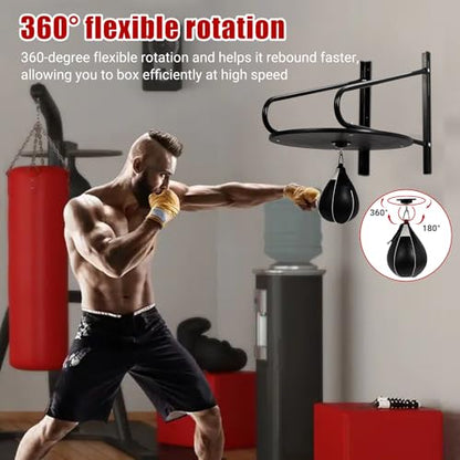 PeakPursuit Heavy-Duty Adjustable Speed Bag Platform, 24-Inch Wall Mount Boxing Kit with 360° Swivel for Professional Home Gym Training