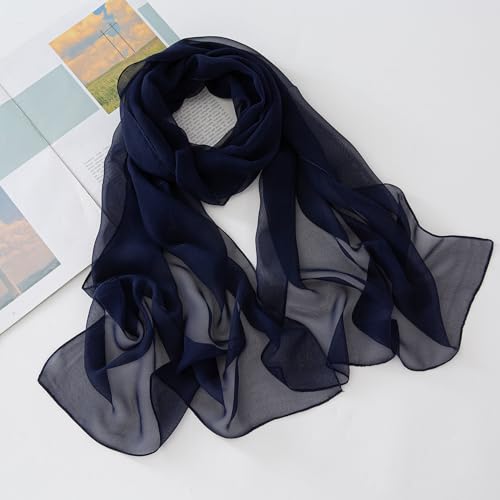Black Silk-Feeling-Sheer-Scarf for Women Lightweight Chiffon-Scarves for Evening Dress Wedding Sunscreen Shawls-Wraps