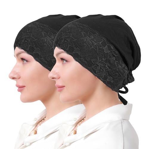 Muslim Hijab Undercap Women Underscarf Hijab Cap Islamic Turbans Scarf Inner Cap Eid Headscarf Hijab Bonnet - color: Black*2