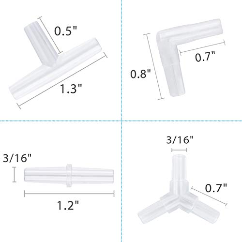 Pawfly Aquarium Airline Tubing Connectors Plastic Inline Valve, Fish Tank Air Pump Connector, 40-Piece - color: 4 Kinds(40 Pack)