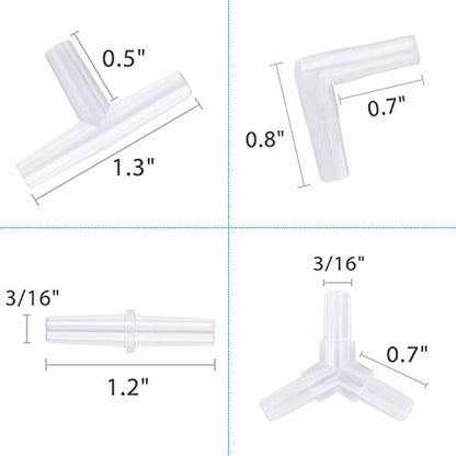Pawfly Aquarium Airline Tubing Connectors Plastic Inline Valve, Fish Tank Air Pump Connector, 40-Piece - color: 4 Kinds(40 Pack)