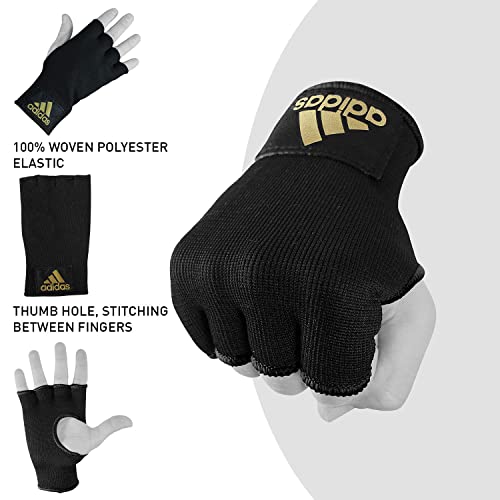adidas Home Gym Bundle - Home use Heavy Bag (Black White, Black Gold, Black Red / 3ft, 4ft, 5ft) + Hybrid 80 Boxing Gloves (Black White, Black Red, Black Gold / 8oz, 12oz, 16oz) + Protective Inner gloves (Black Gold / Medium) – for Boxing, Training, Fitne