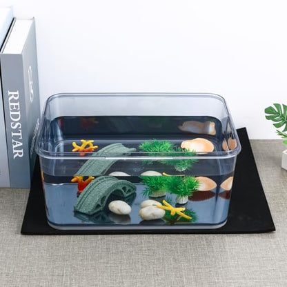 TEHAUX Aquarium Leveling Mat, 16x12 Inch Self Leveling Fish Tank Mat, Shockproof Waterproof 6mm Thick Foam Pad for 5-10 Gallon Tanks, Black