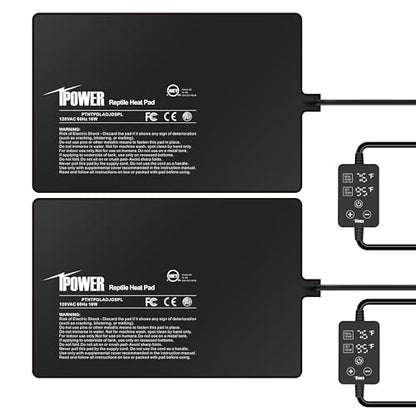 iPower 8 by 12 Inch 16W Reptile Heating Pad with Adjustable Thermostat, Under Tank Warmer Terrarium Heat Mat for Turtles/Snakes/Lizards/Frogs, 2 Pack - size: 8" x 12", style: 2 Pack Heat Pad - New