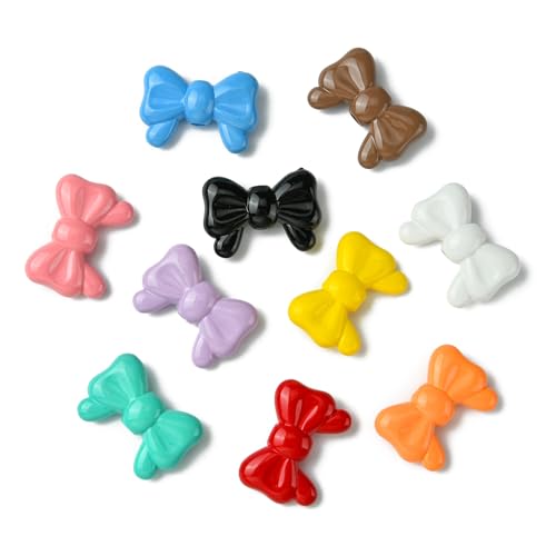 LiQunSweet 20 Pcs Mixed Colors Opaque Bowknot Acrylic Loose Beads Lovely Bowtie Plastic Spacer Beads for DIY Jewelry Bracelets Craft Keychain Accessory - color: Bowknot Acrylic Beads_20 Pcs