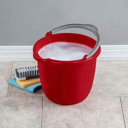 Sterilite 10 Qt Spout Pail with Handle, Bucket for Household Cleaning, Washing The Car, and Mopping, Spout to Easily Pour Water, Red, 36-Pack - size: 36 Pack