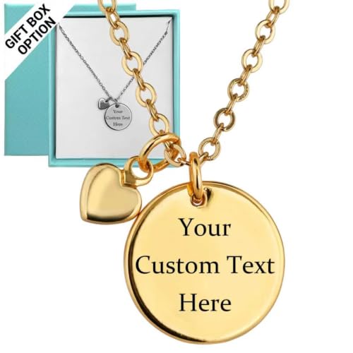 Custom Name Necklace for Women, Double-Sided Engraved Pendant - color: Disc Necklace