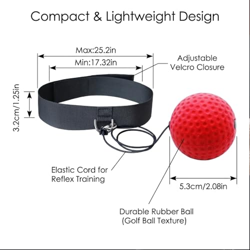 Head Mounted Boxing Reaction Ball Adjustable Headband Elastic Cord Reflex Trainer for Home Speed Training Stress Relief