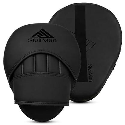 Focus Pads for Boxing & MMA Training | Lightweight Curved Punch Mitts with Shock-Absorbing Foam | Kickboxing, Muay Thai & Sparring Target Pads for Coaches & Fighters - color: Matt black