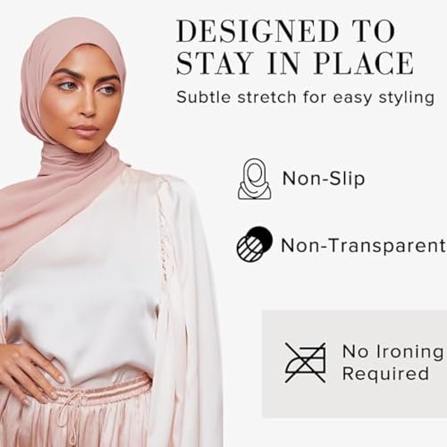 Premium Chiffon Hijab Scarf for Women Lightweight Non Slip Fashion Scarves - color: Dusty Rose, size: 1 Pack