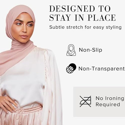 Premium Chiffon Hijab Scarf for Women Lightweight Non Slip Fashion Scarves - color: Dusty Rose, size: 1 Pack