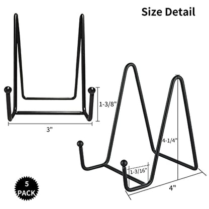 IBosins 5-Pack 4-Inch Plate Holder Display Stands Black Metal Frame Stand | Stand for Picture, Book, Photo, Easel, Creation, Collectibles - color: Black, size: 4 Inch