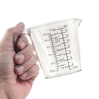 1 Cup (250ml) Measuring Cup, Laser-Etched oz/cup/mL/Tbsp, Small Plastic Measuring Cup with Handle for Baking, Hair Color & Resin - size: 01 - 8 fl oz (1 Cup)