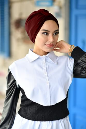 para life Band Turbans for Women, Breathable Instant Turban|Standard Size Stretchable Cotton Sandy|Pre-tied Hijab Cap - color: Burgundy