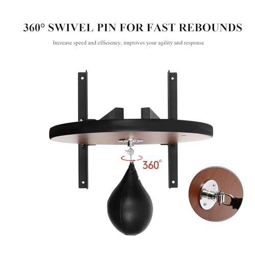 Speed Bag Platform, 24 Inch Wooden Swiveling Boxing Training Speed Bag Platform with Adjustable Height Wall Mount Professional Fitness Ball Boxing Reaction Training Kit for Home Fitness