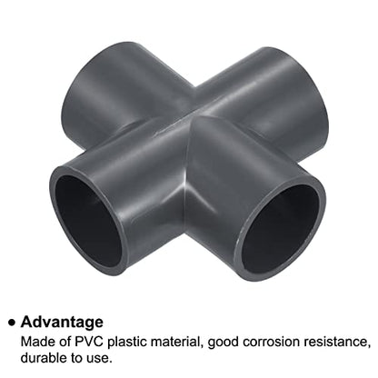 PATIKIL 25mm PVC Pipe Fittings, 2 Pack 4 Way Tee Shape Water Tubing Cross Joint Connectors Adapters for Garden Irrigation Home Aquarium - size: 25mm